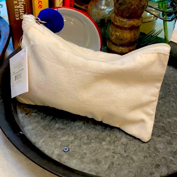 Ever Ellis Canvas And Blue Pom Zip Pack Sack “I’m Just Here To Pet All The Dogs” - Picture 7 of 9